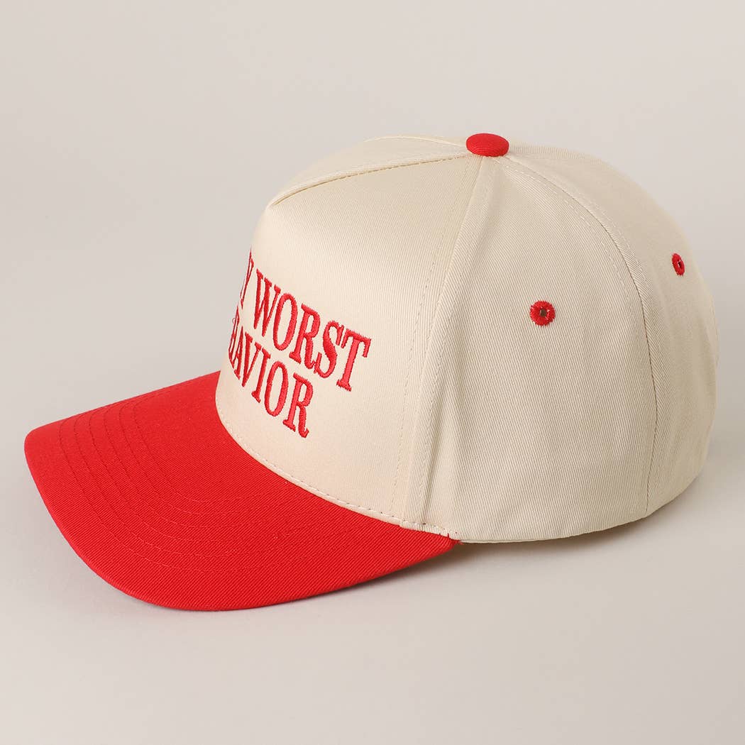 ON MY WORST BEHAVIOR Embroidered Trucker Hat