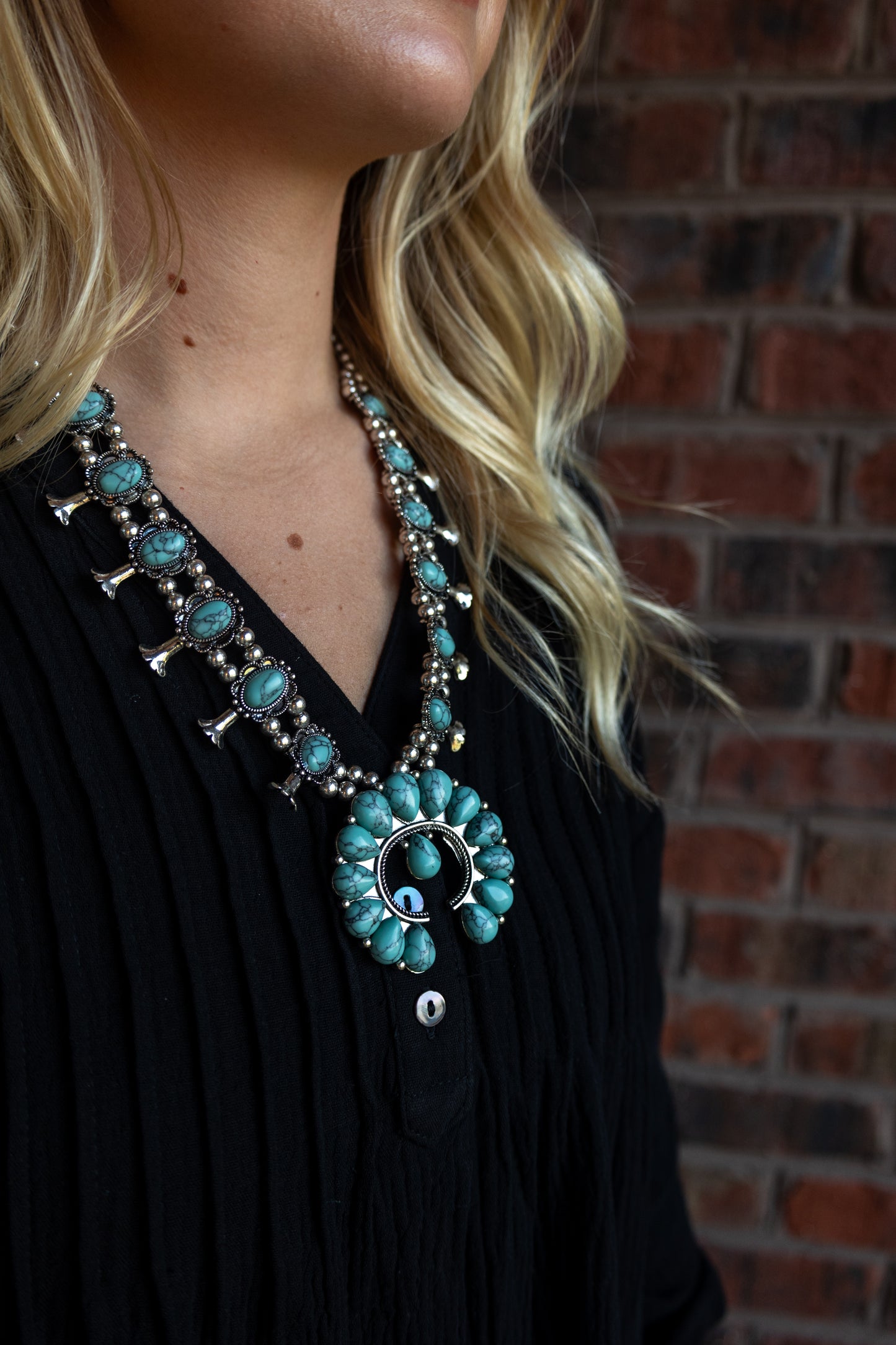Squash Blossom Turquoise Necklace