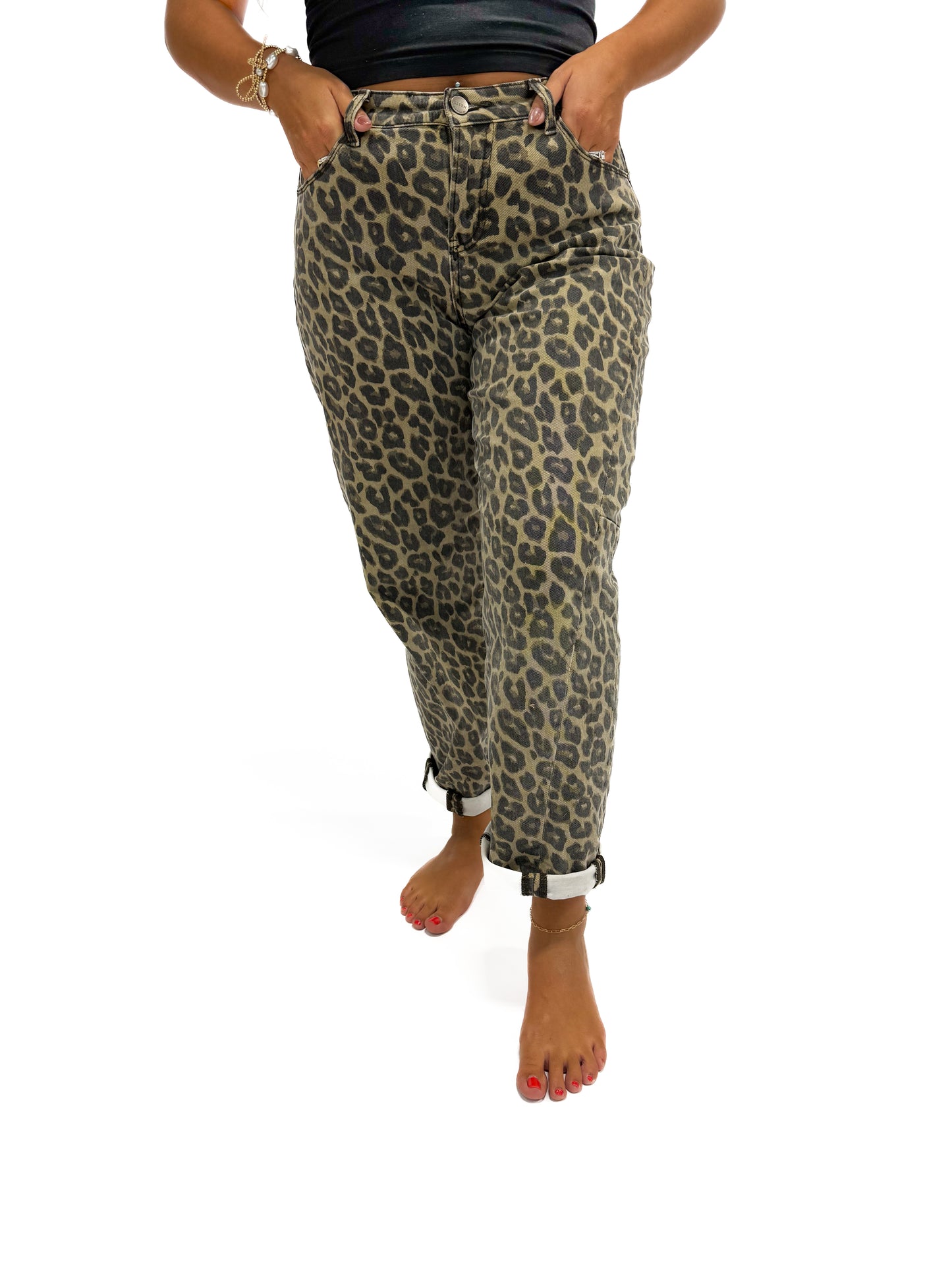 Roaring Leopard Barrel Jean