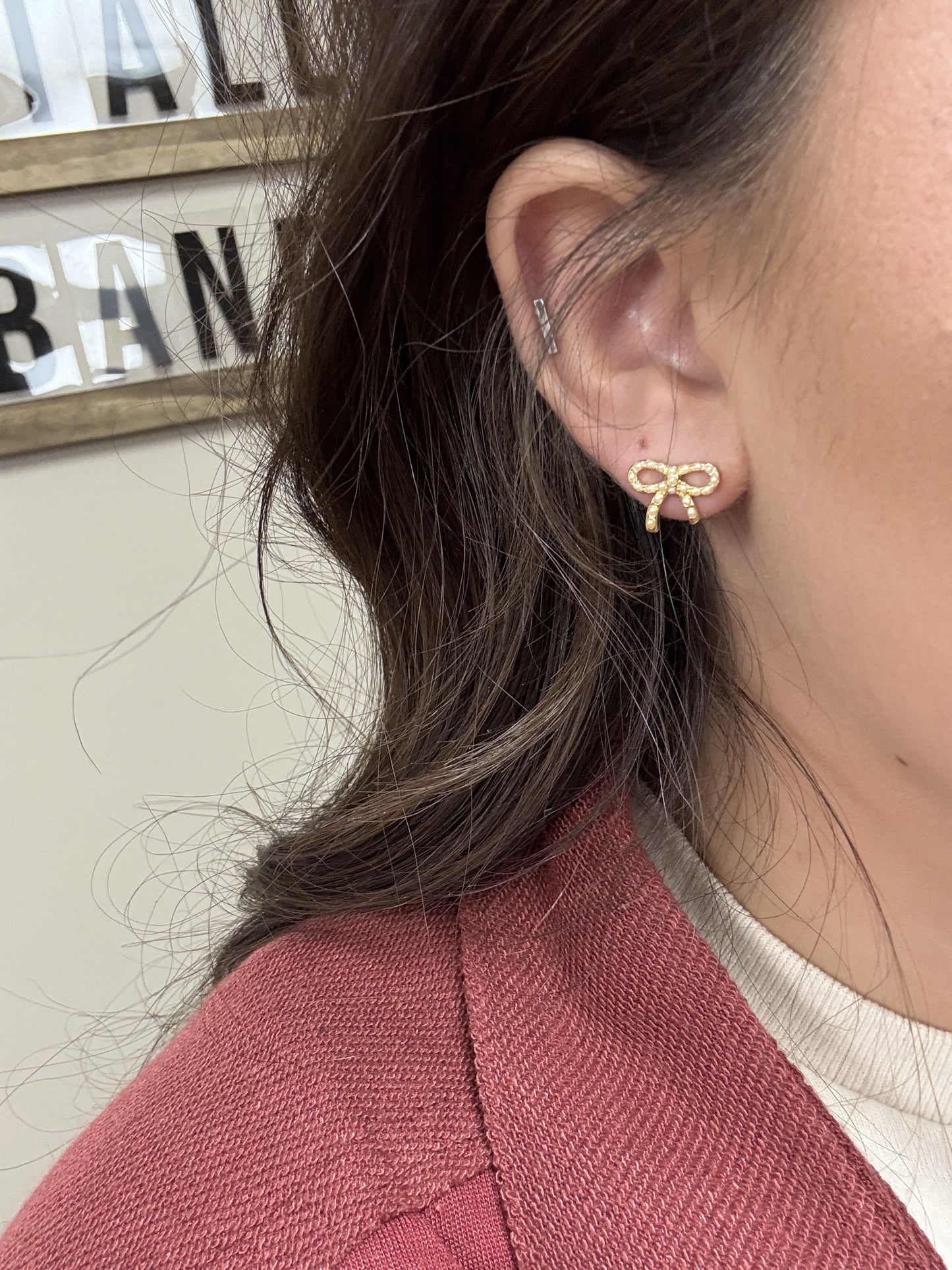 Mini Pearl Bow Earrings