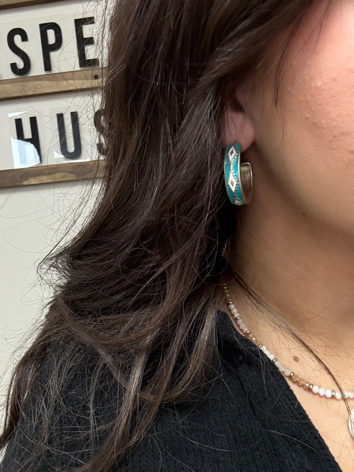 Aztec Hoop Earrings