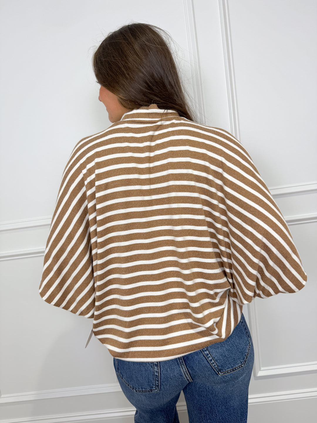 Mocha Stripe Batwing Top