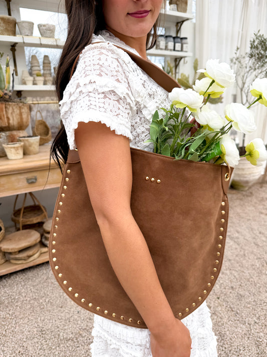 ROSALIE RIVET SUEDE HOBO BAG