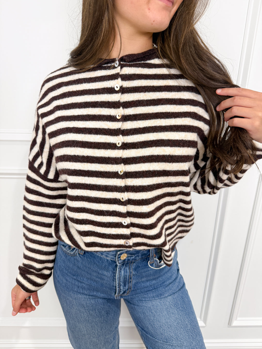Wine &amp; Dine Striped Button-Up Cardigan
