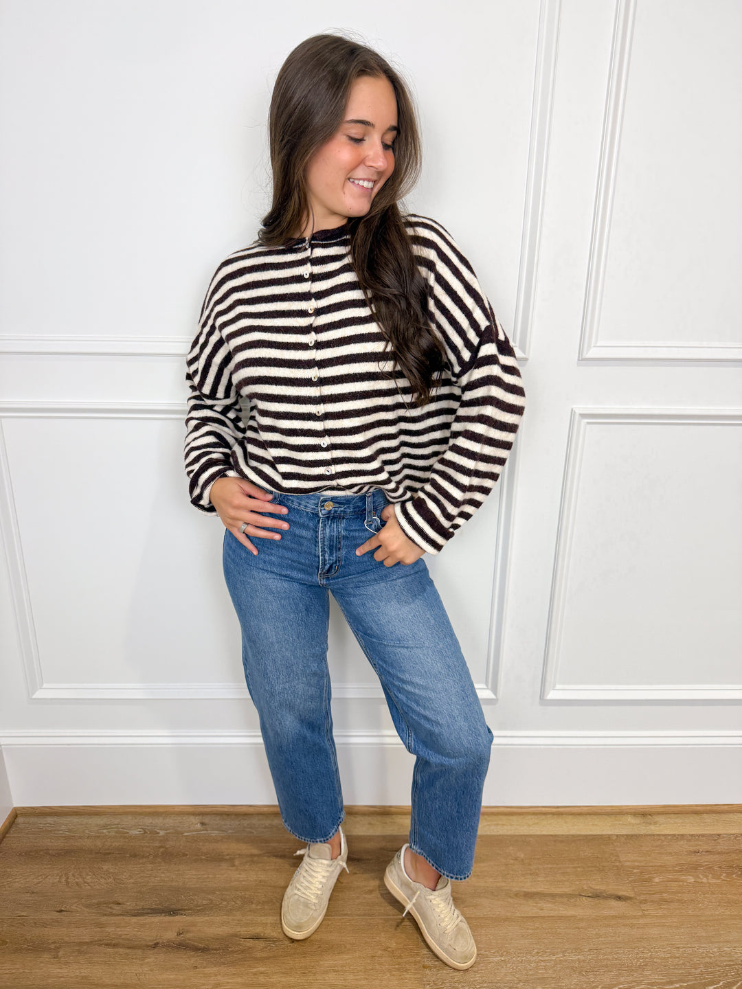 Wine &amp; Dine Striped Button-Up Cardigan