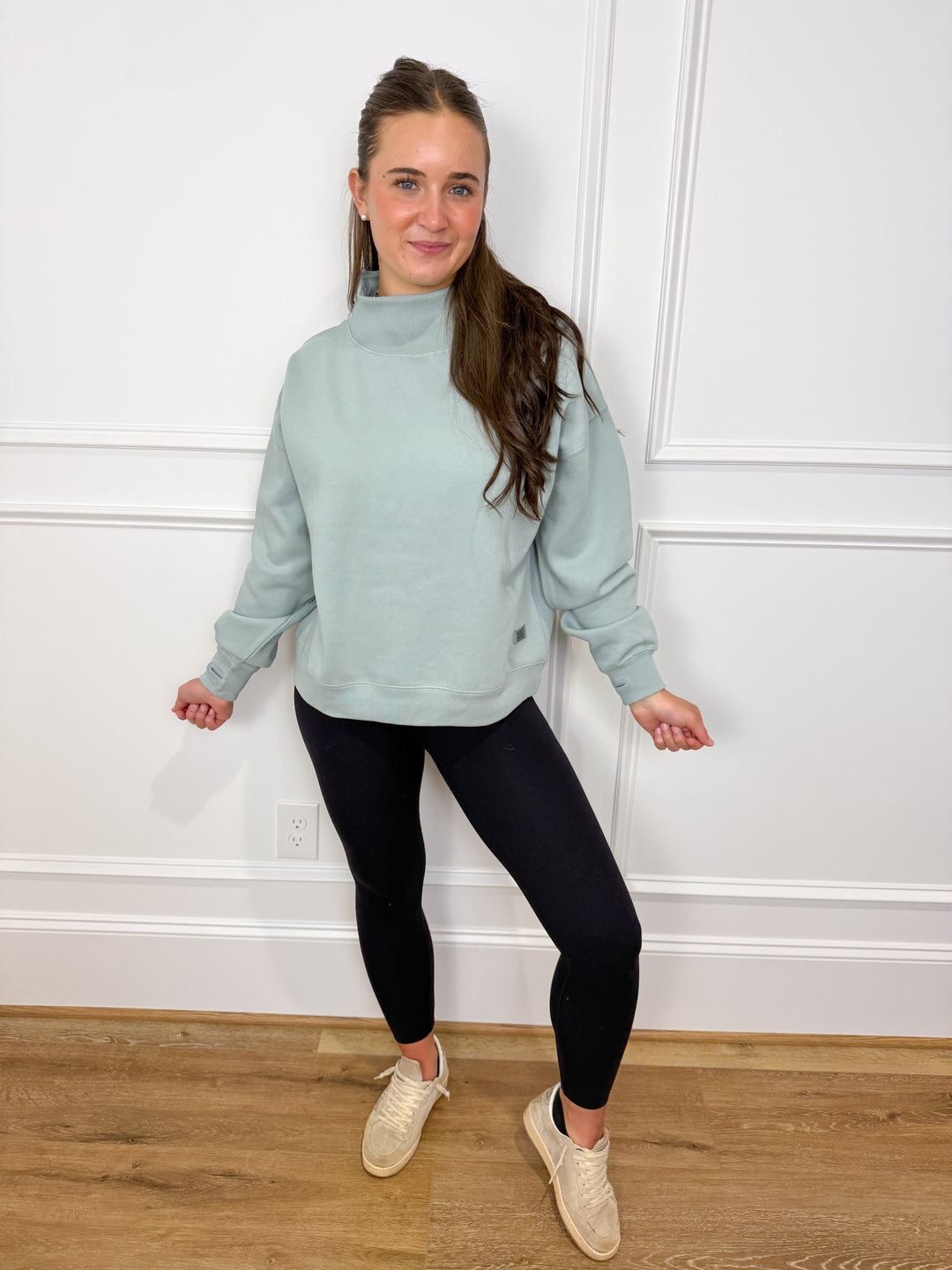 The Meadow Mist Mock-Crew Fleece