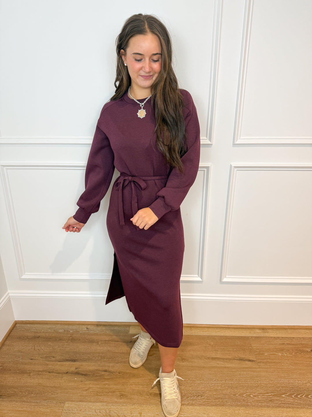 spanx airessentials® long sleeve tie-waist maxi dress