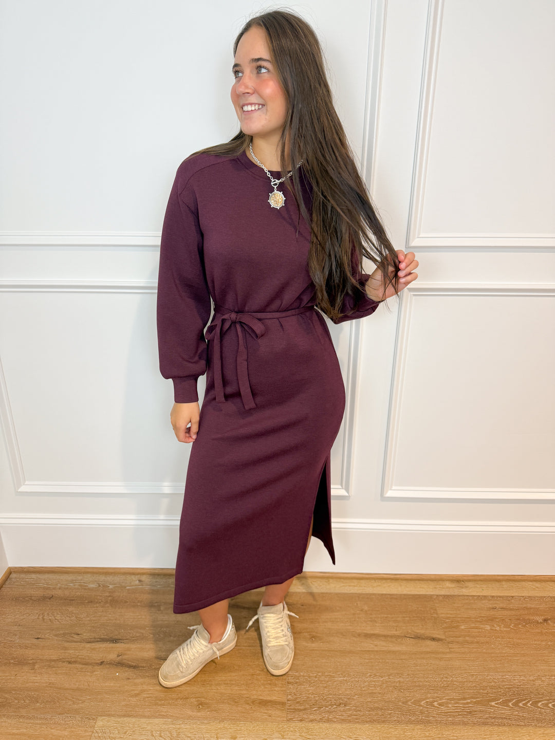 spanx airessentials® long sleeve tie-waist maxi dress