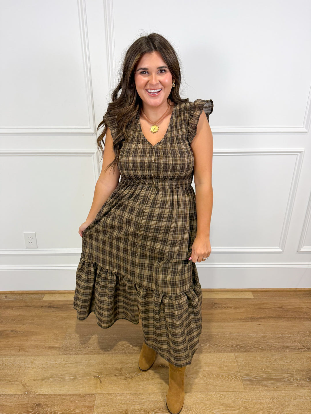 Harvest Plaid Maxi Dress