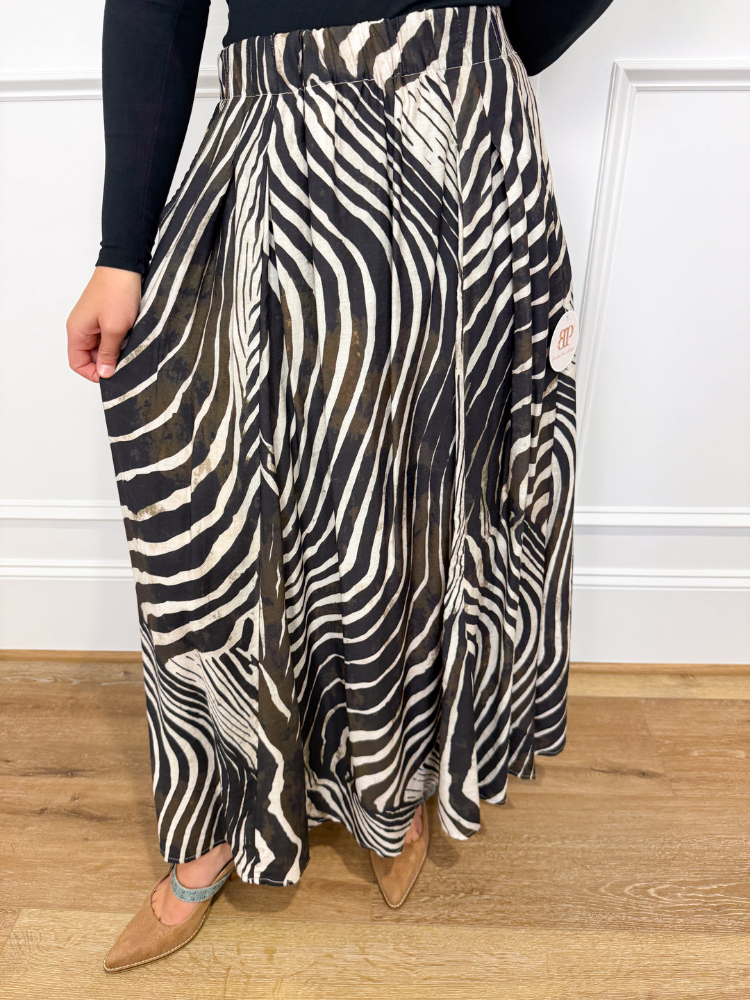 Wild Side Zebra Wide Leg Maxi Skirt