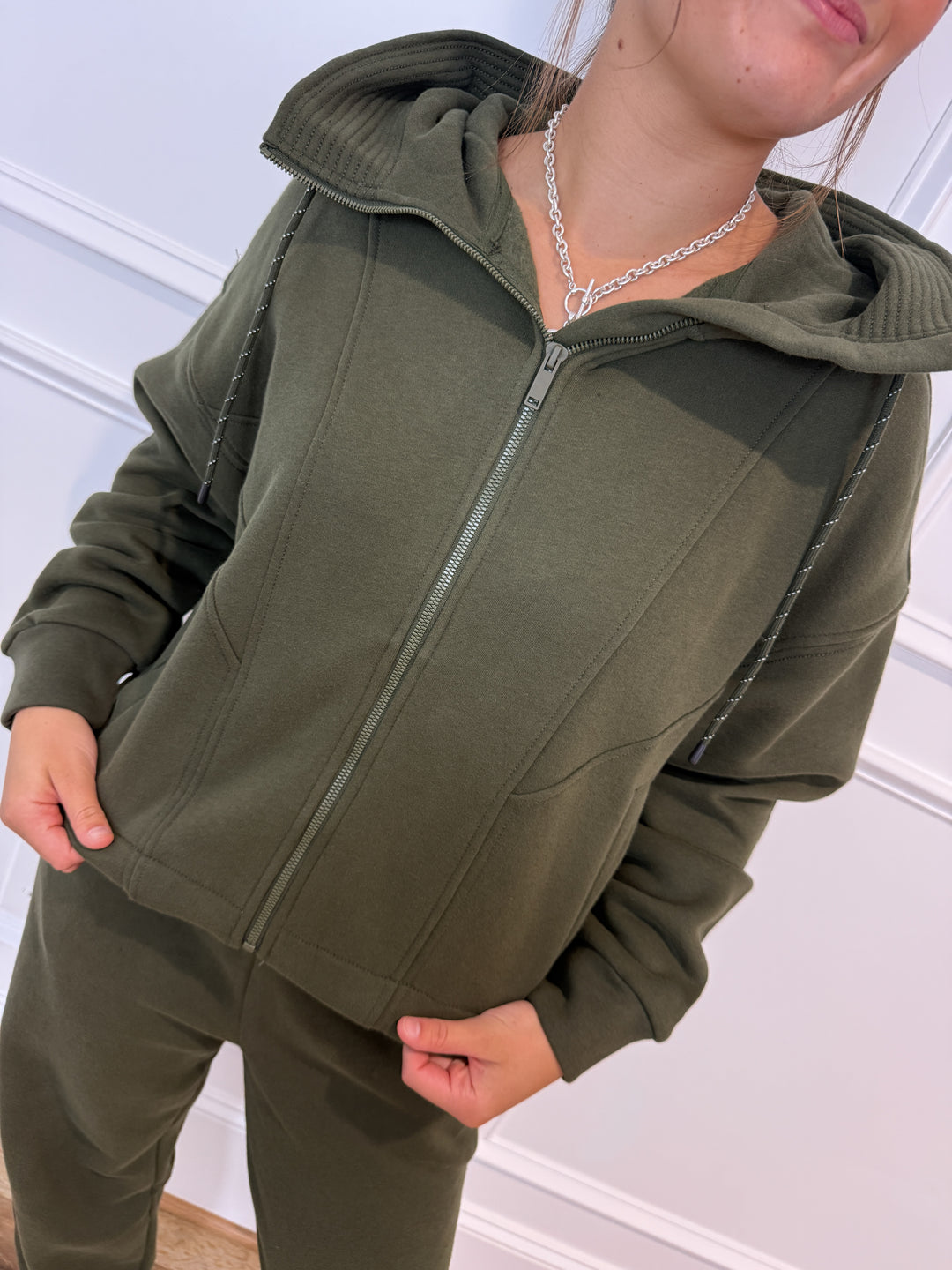 SPANX boostup cotton fleece full zip hoodie