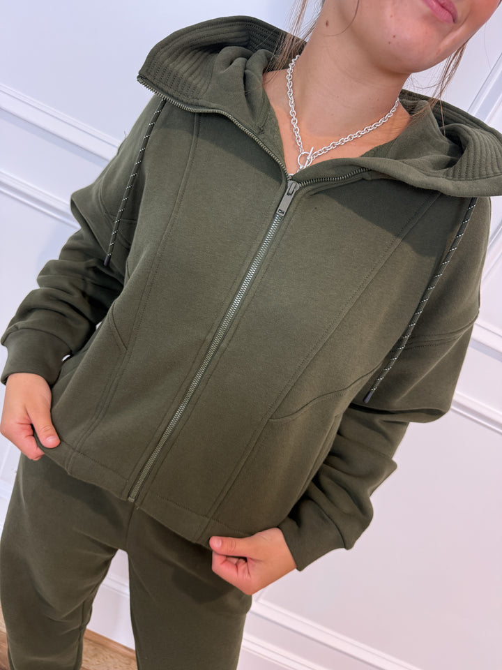 SPANX boostup cotton fleece full zip hoodie