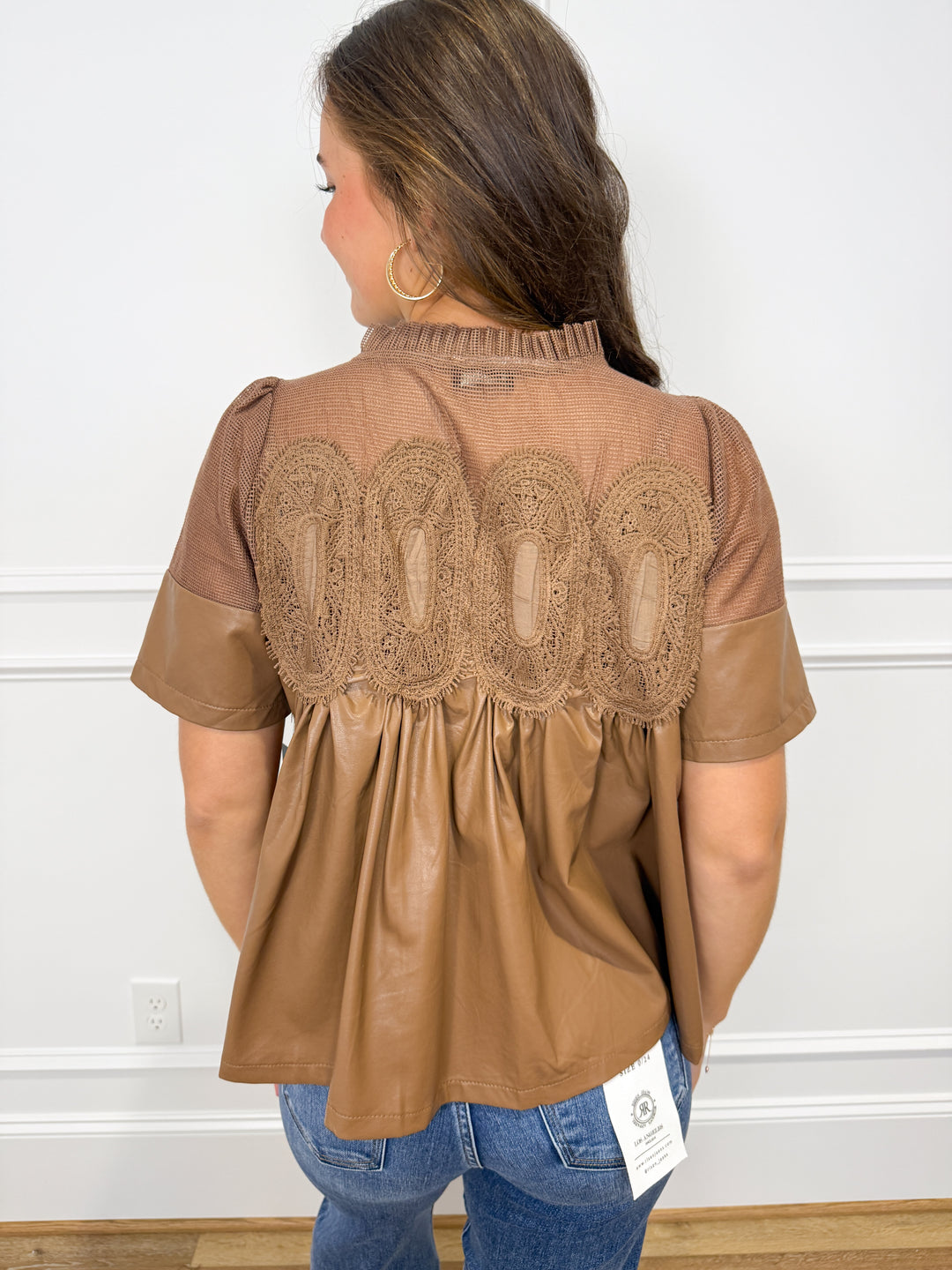 Cinnamon Stitch Faux Leather Top