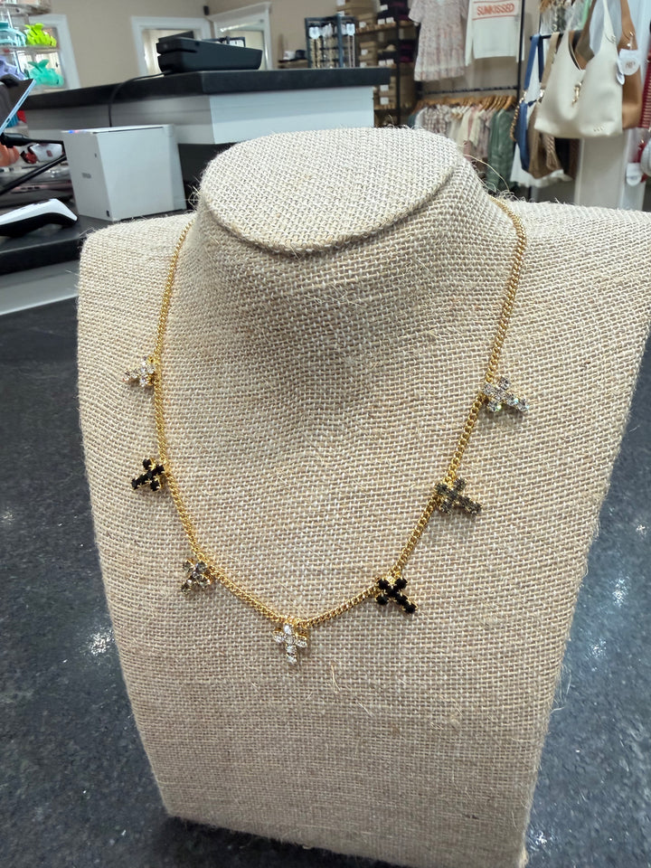 Tova Jewelry Multi Cross - Antique Gold/ Jet