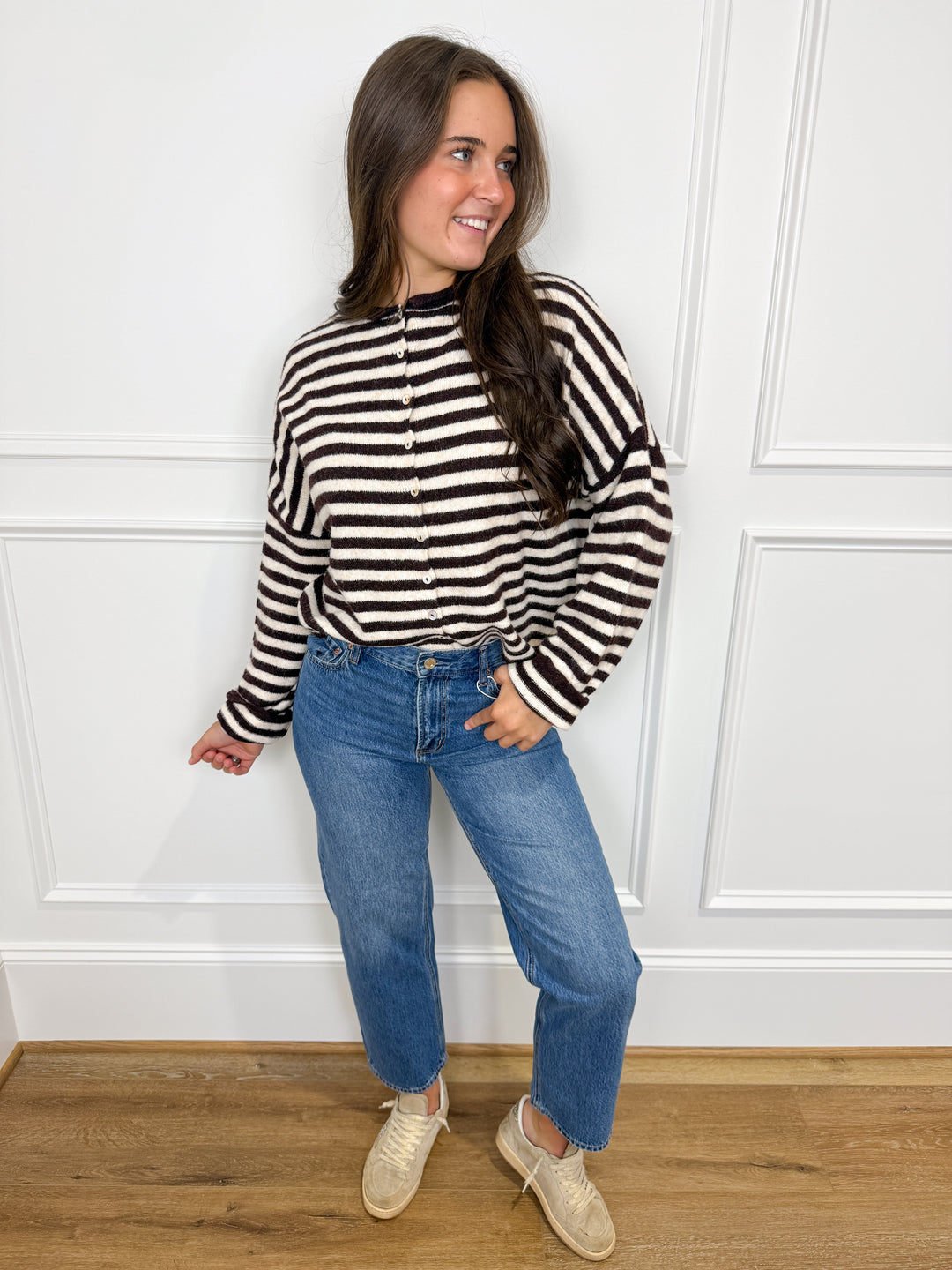 Wine &amp; Dine Striped Button-Up Cardigan