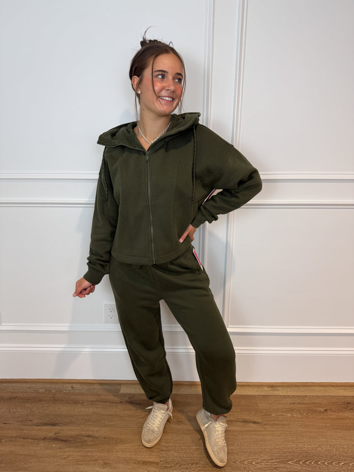 SPANX boostup cotton fleece full zip hoodie