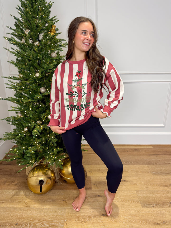 Mistletoe Moments Striped Christmas Crewneck