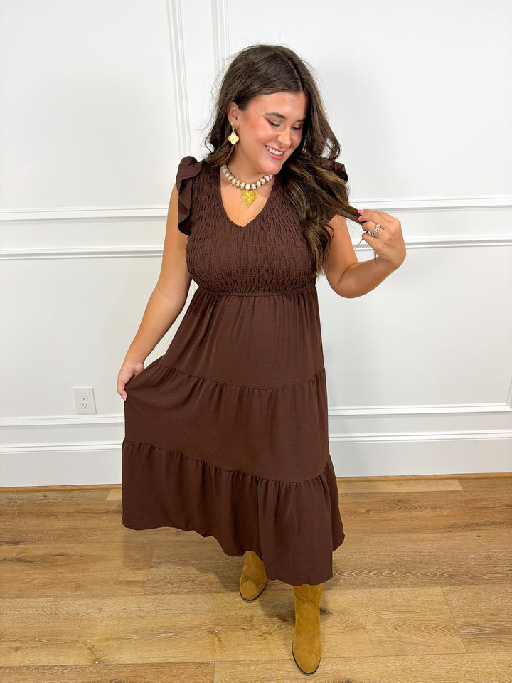 Fireside Flutter Midi Dress