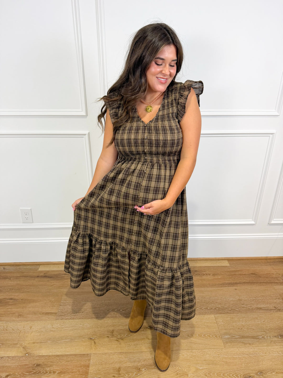 Harvest Plaid Maxi Dress
