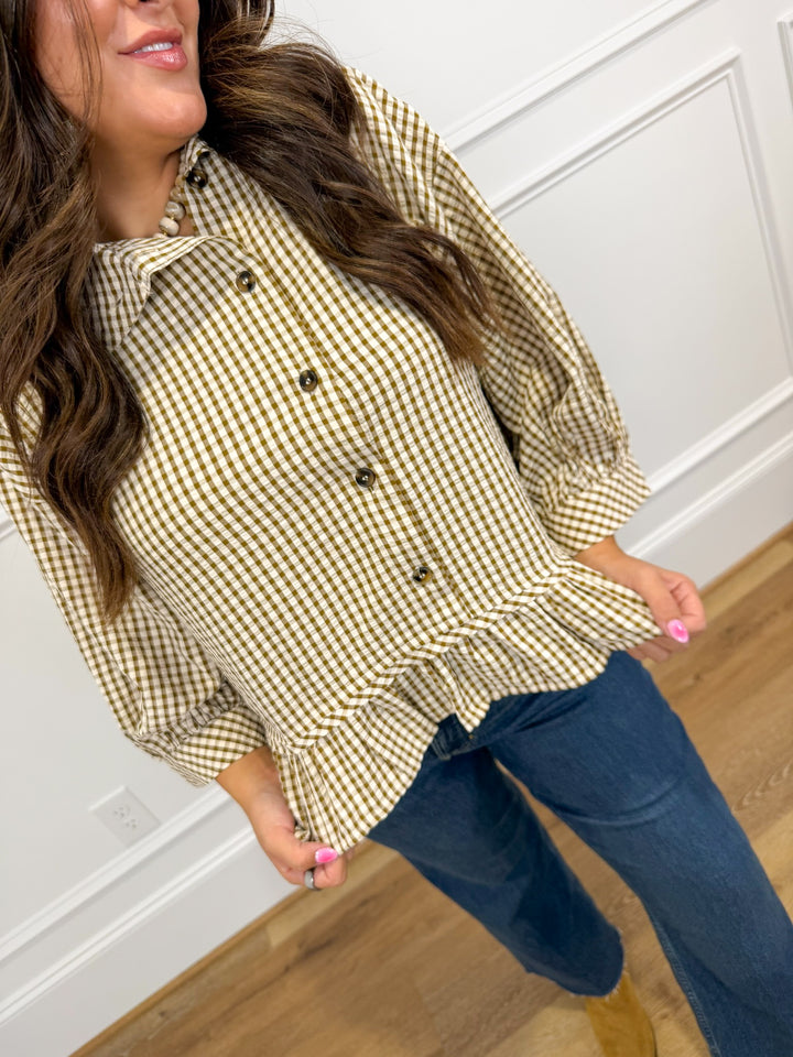 Dijon Gingham Darling Top