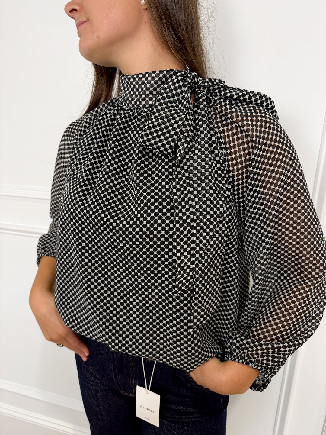 Midnight Darling Tie-Neck Blouse