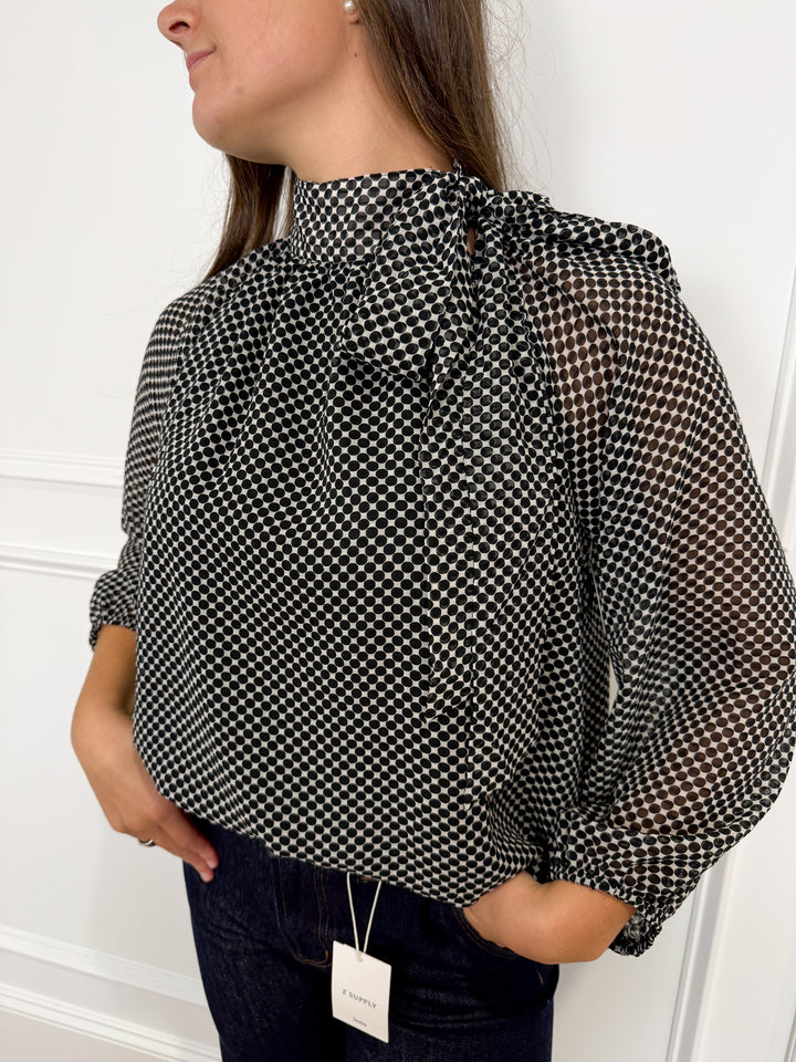 Midnight Darling Tie-Neck Blouse