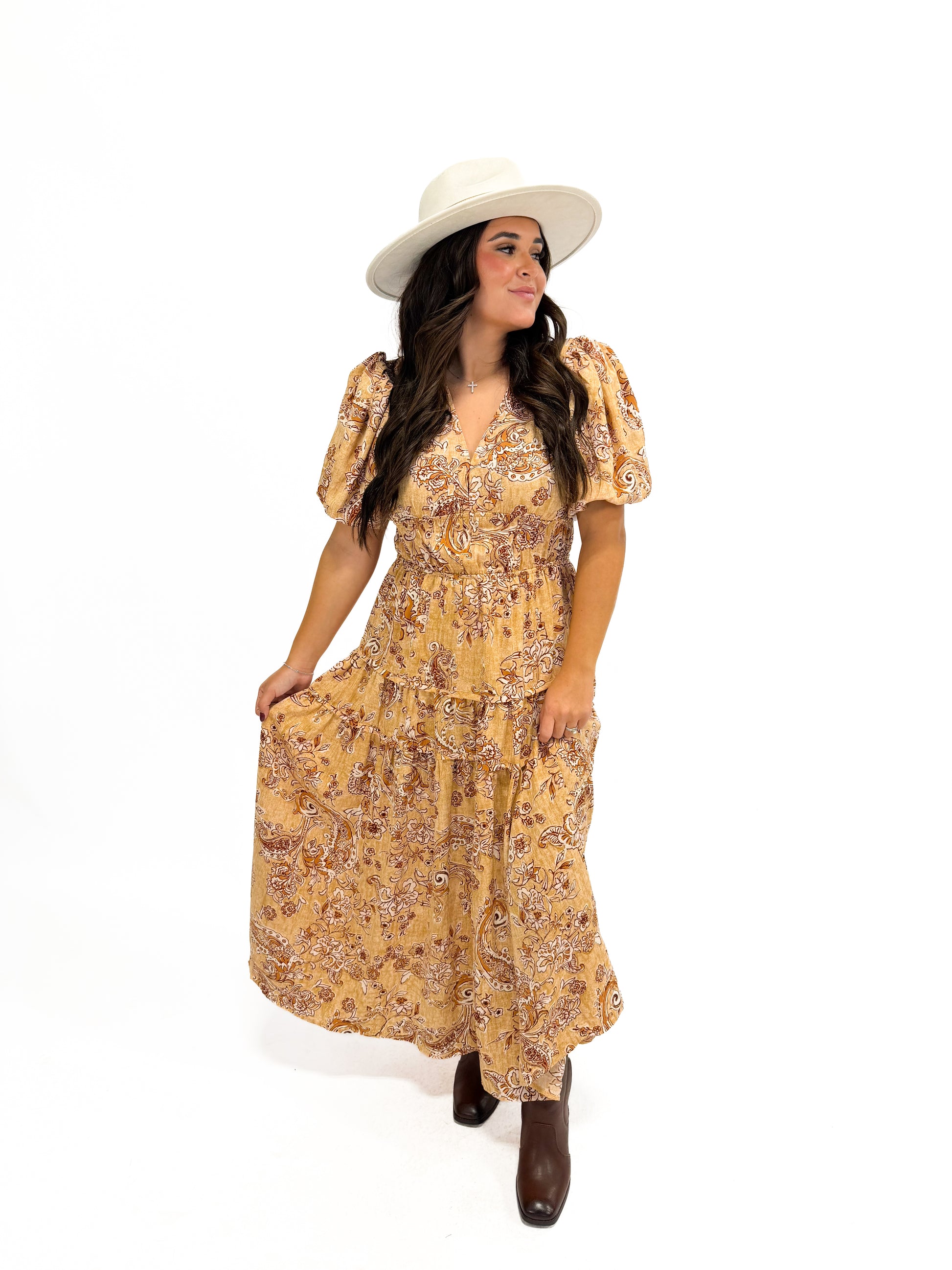 Flowing Into Fall Dress Medium / Brown Flowing Into Fall Dress Medium / Brown