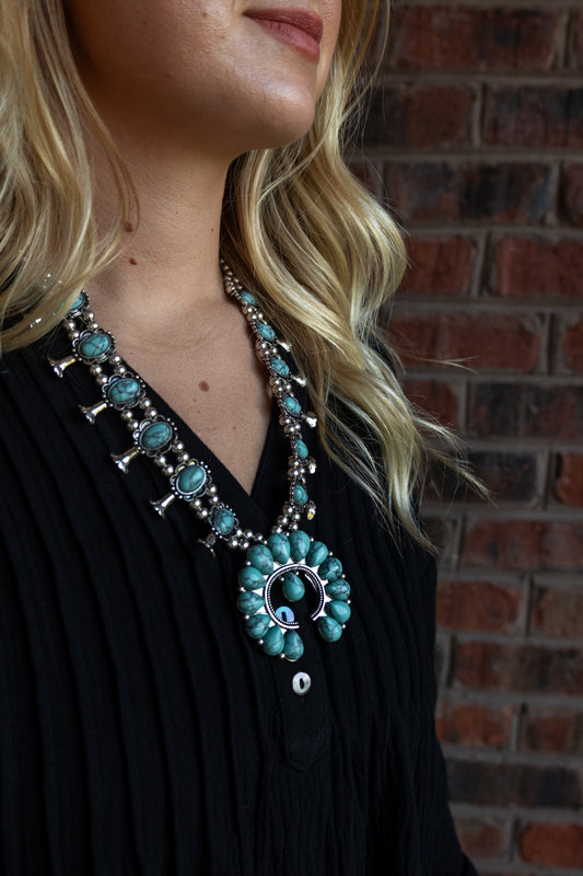 Squash Blossom Turquoise Necklace