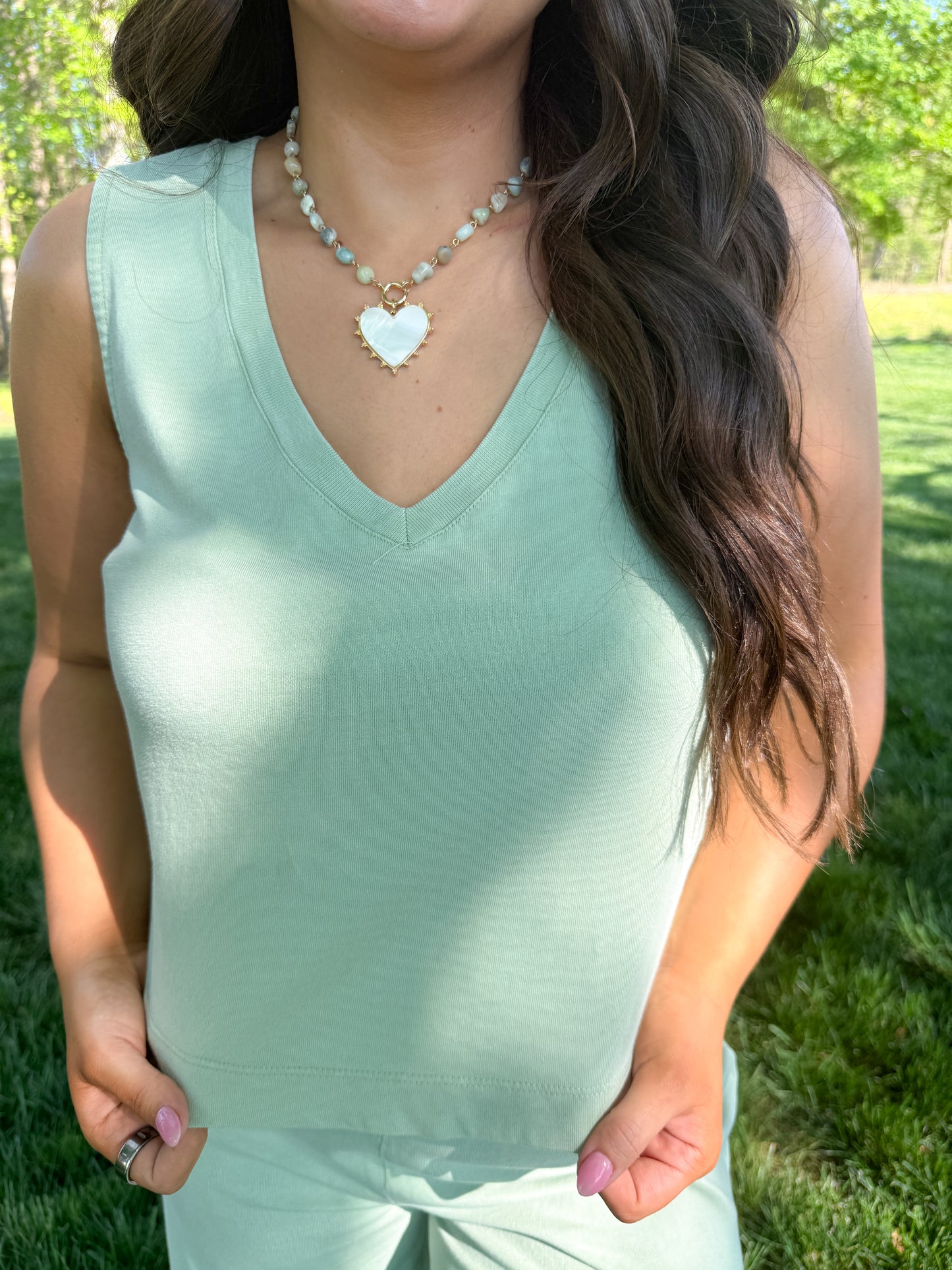 SLOANE V-NECK COTTON JERSEY TANK