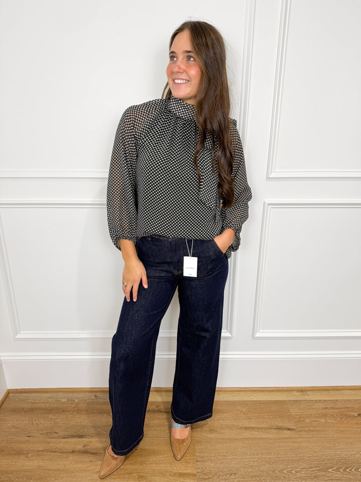 Midnight Darling Tie-Neck Blouse
