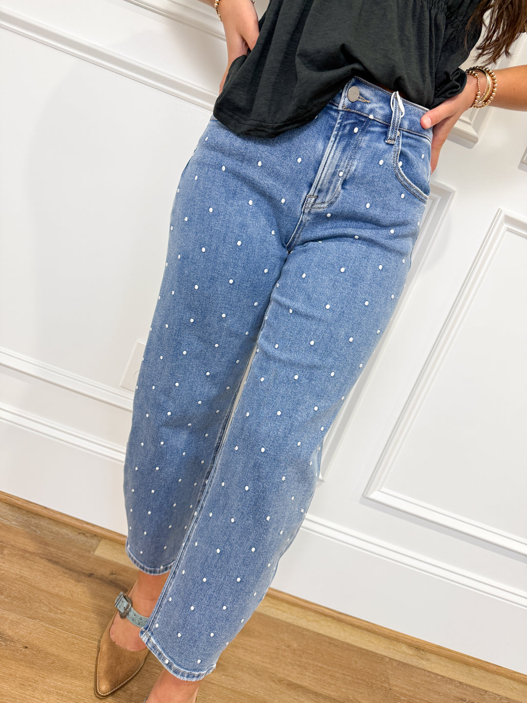 Macie Jean - HR Polkadot Barrel Jean