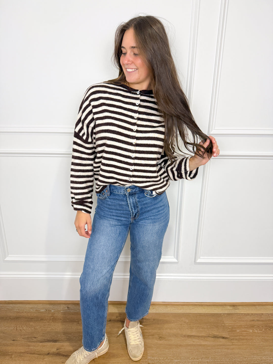Wine &amp; Dine Striped Button-Up Cardigan