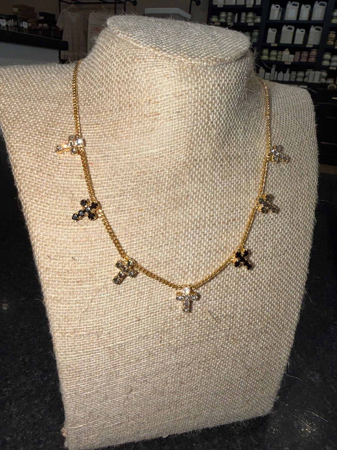 Tova Jewelry Multi Cross - Antique Gold/ Jet