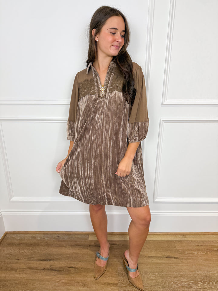 Harvest Haze Crushed Velvet Mini Dress