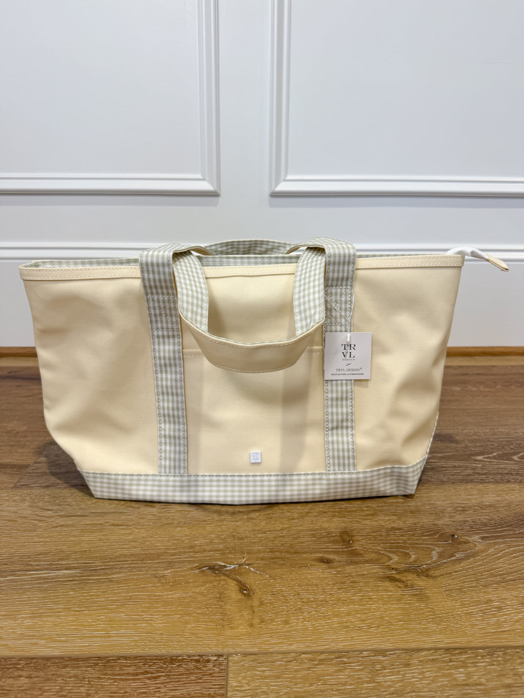 Trvl Design Medium Tote - Gingham Pearl Gray