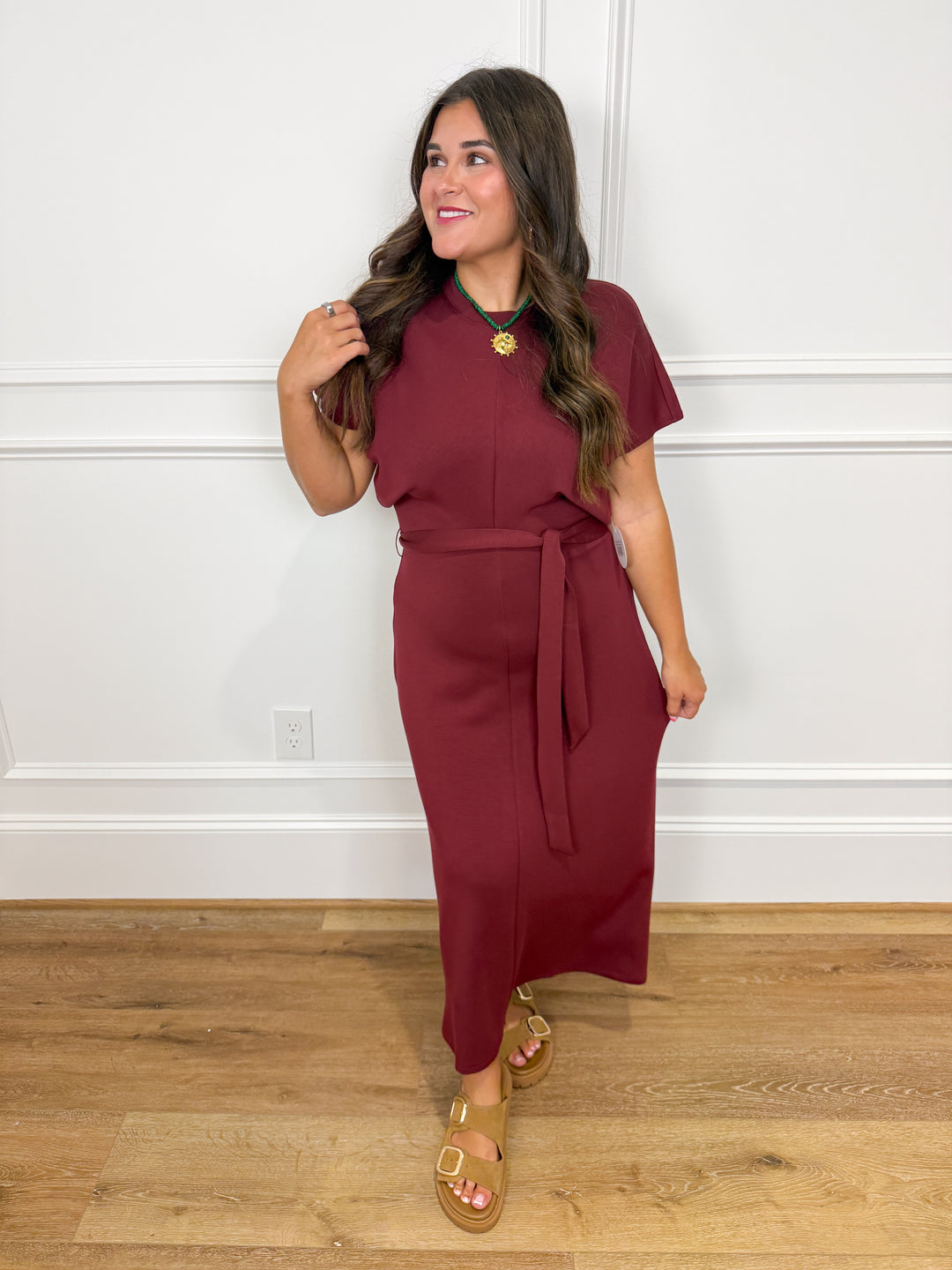 spanx airessentials® draped tie-waist maxi dress