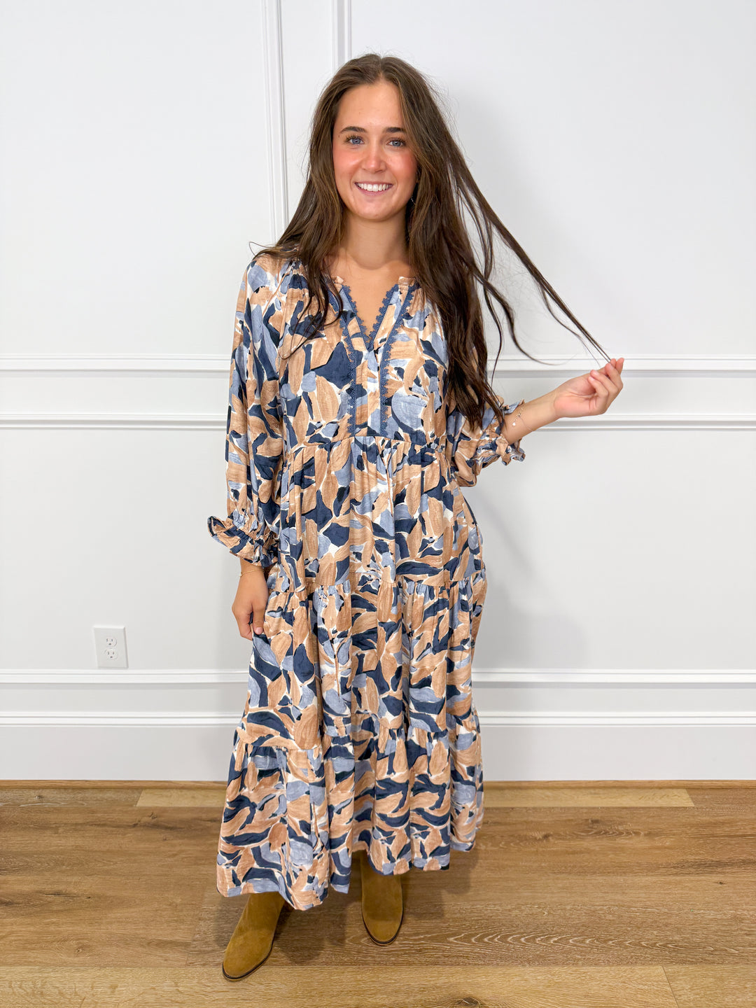 Autumn Garden Tiered Midi Dress