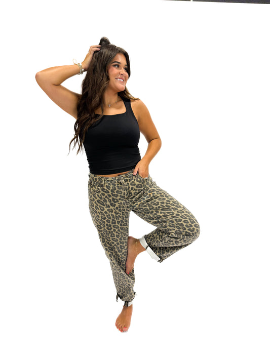 Roaring Leopard Barrel Jean
