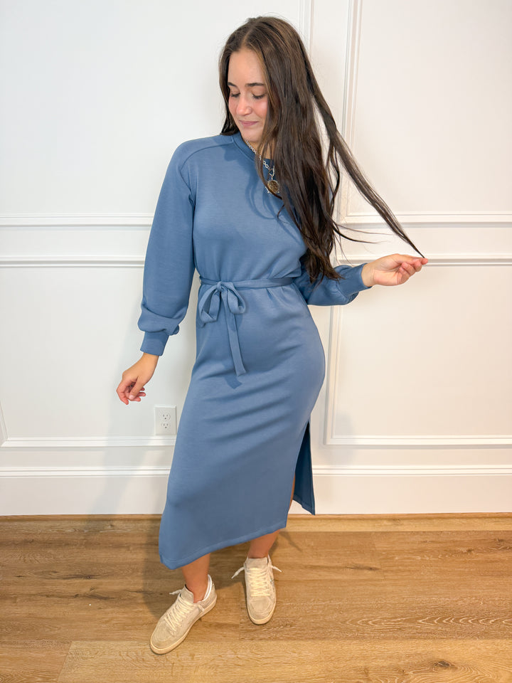 spanx airessentials® long sleeve tie-waist maxi dress