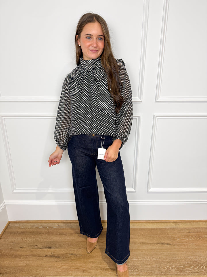 Midnight Darling Tie-Neck Blouse