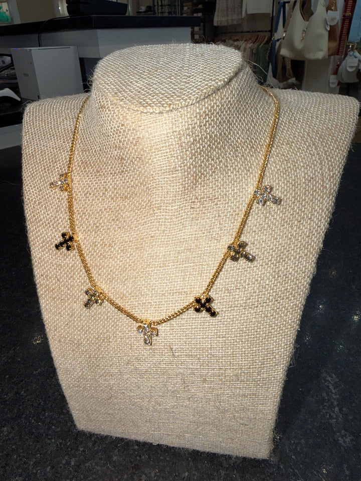 Tova Jewelry Multi Cross - Antique Gold/ Jet