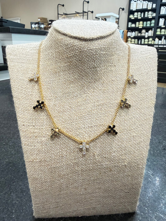 Tova Jewelry Multi Cross - Antique Gold/ Jet