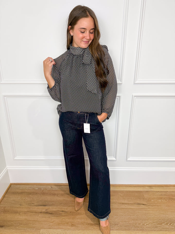 Midnight Darling Tie-Neck Blouse