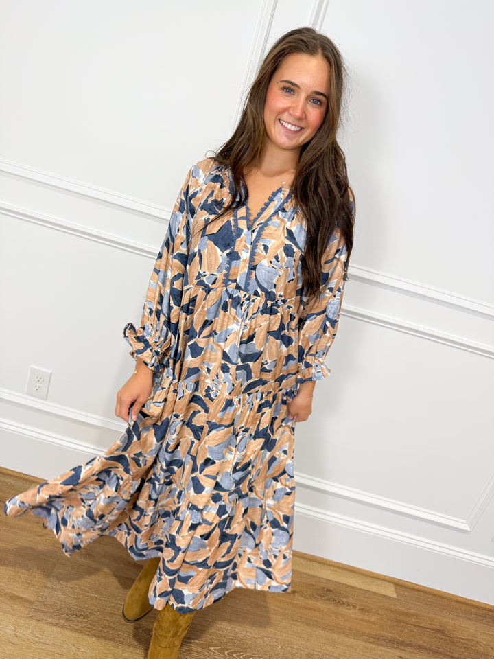 Autumn Garden Tiered Midi Dress