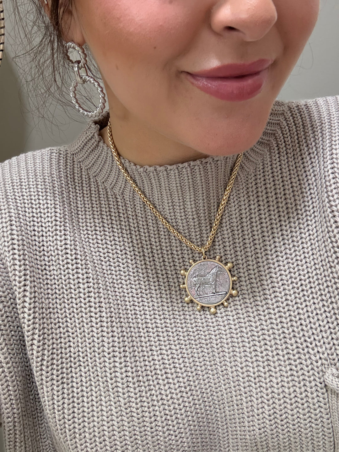 Horse Coin Pendant Necklace