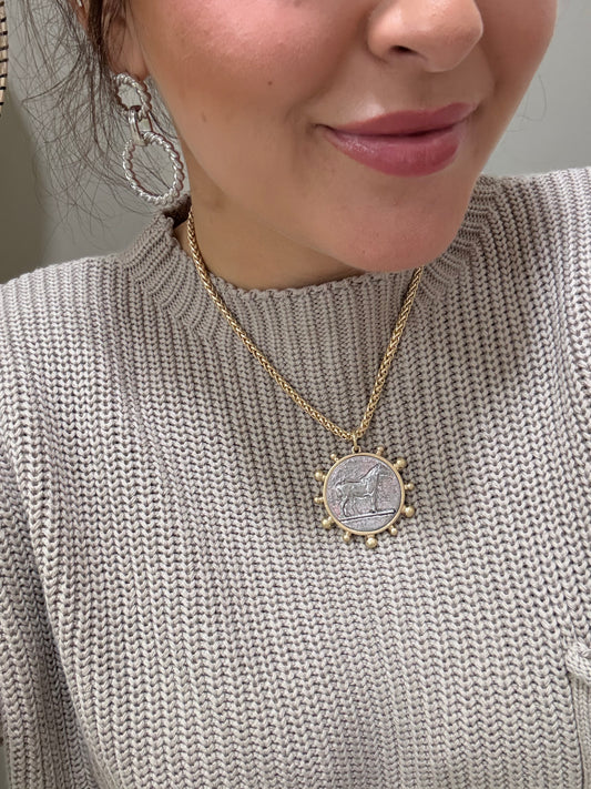 Horse Coin Pendant Necklace