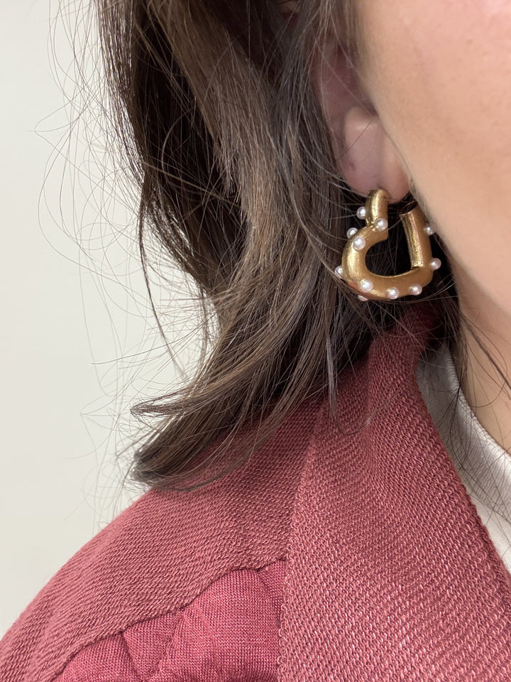Pearl Heart Hoops