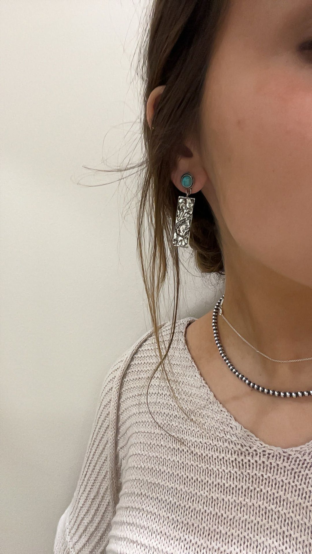 Floral Tooled Turquoise Earrings