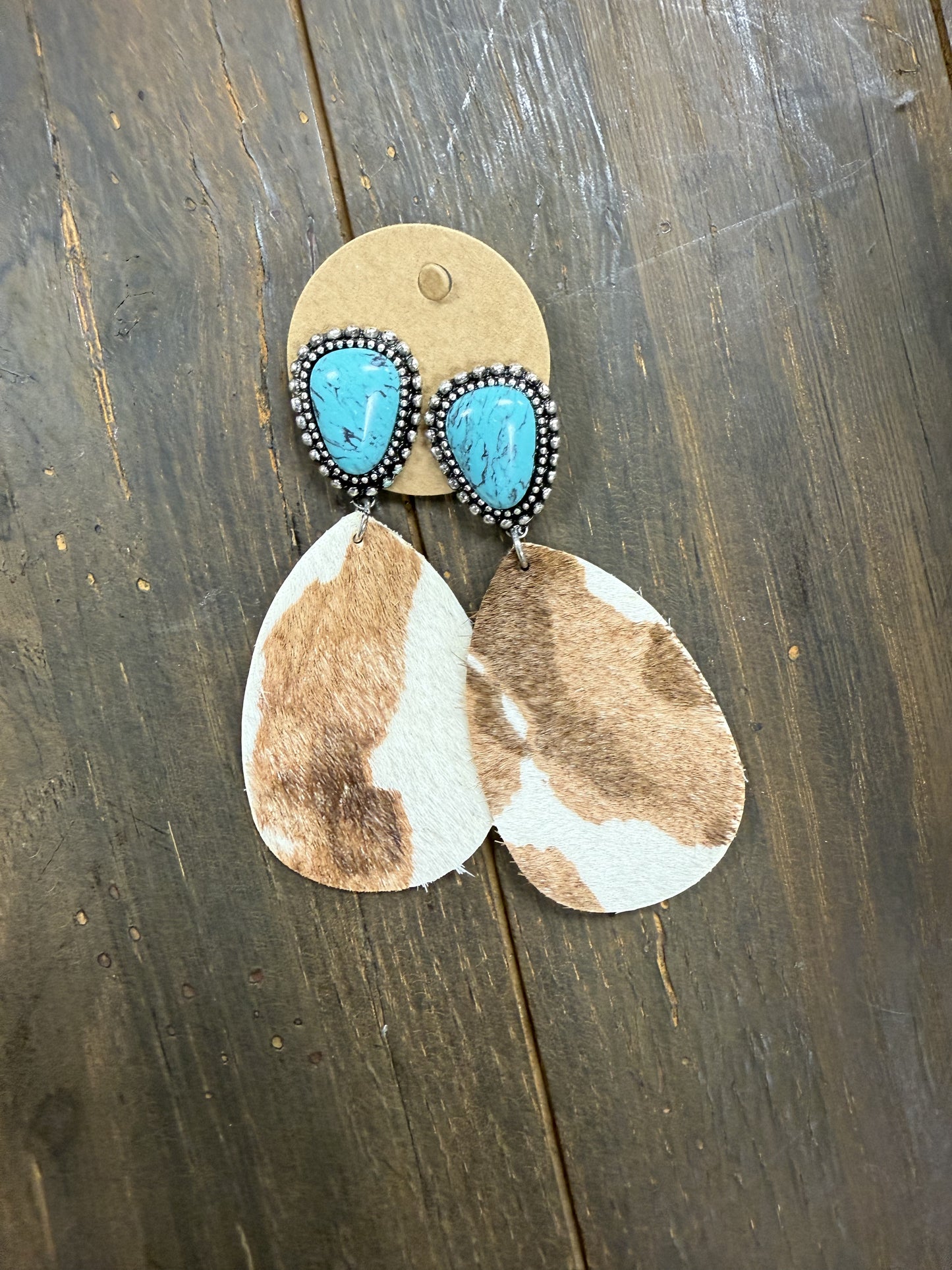 Cowhide Teardrop Earring