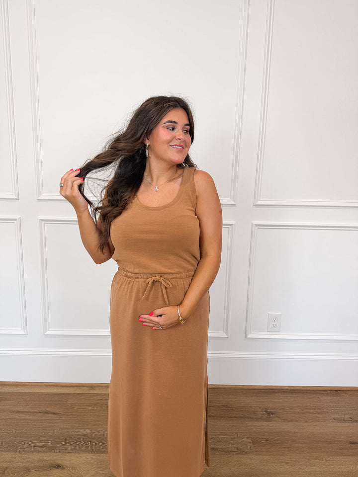 SPANX AirEssentials Drawstring Maxi Tie Dress – Maple Brown